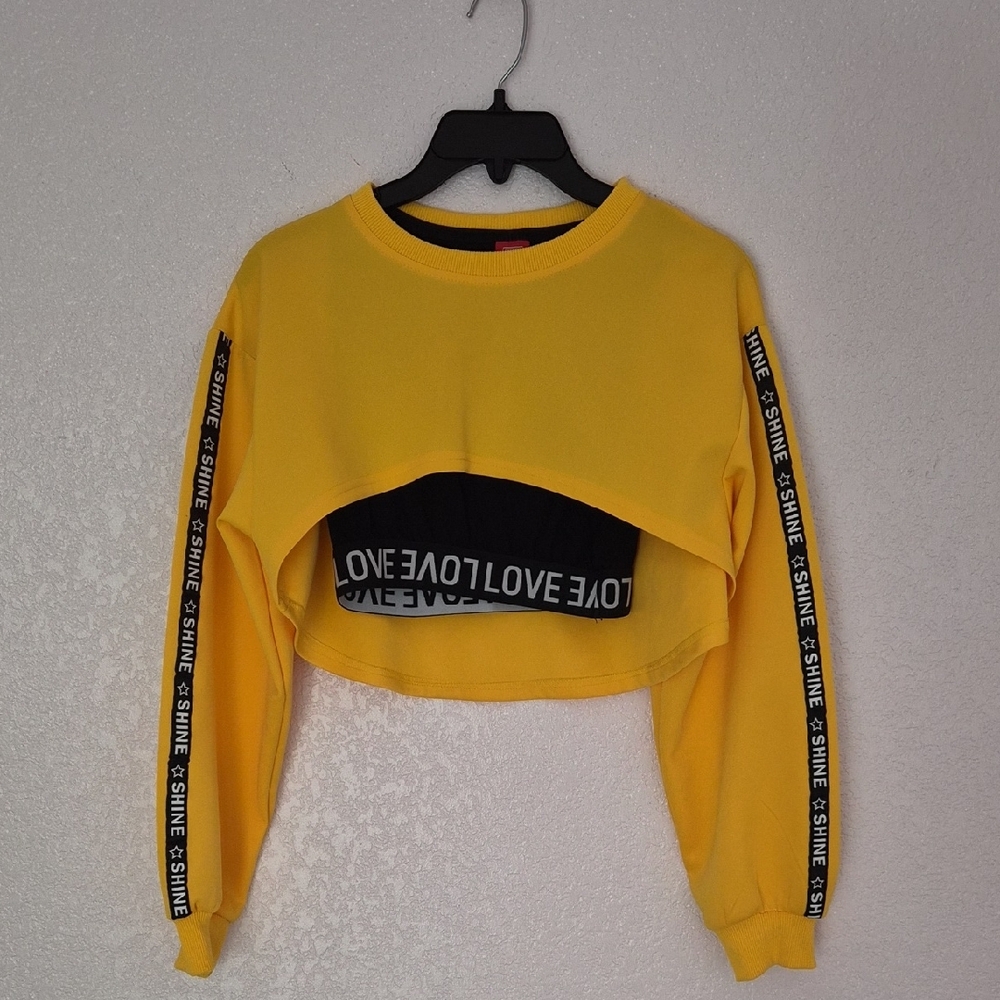 Yellow Cropped Sweatshirt Set